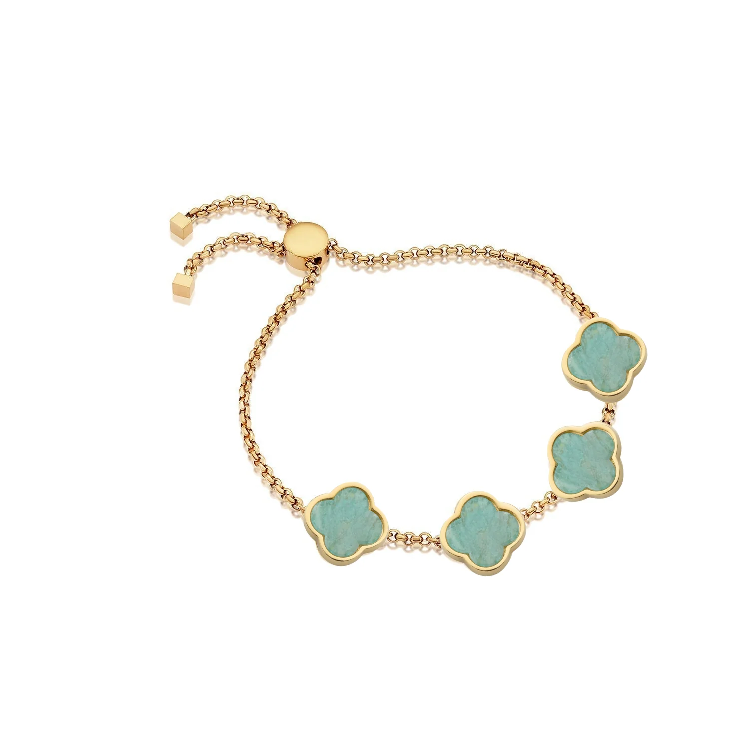 Amazonite Clover Custom Name Bracelet (Gold) - Image 10
