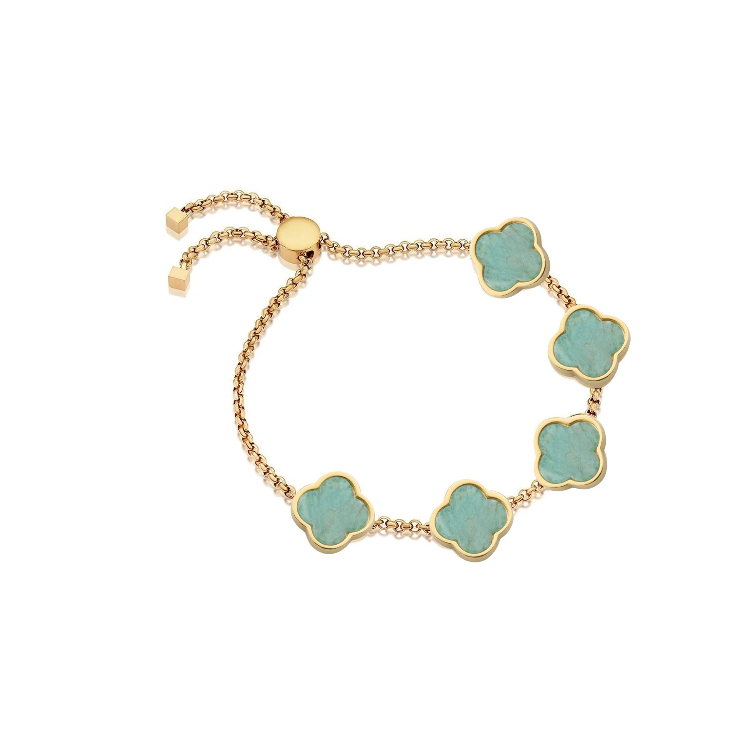 Amazonite Clover Custom Name Bracelet (Gold) - Image 11