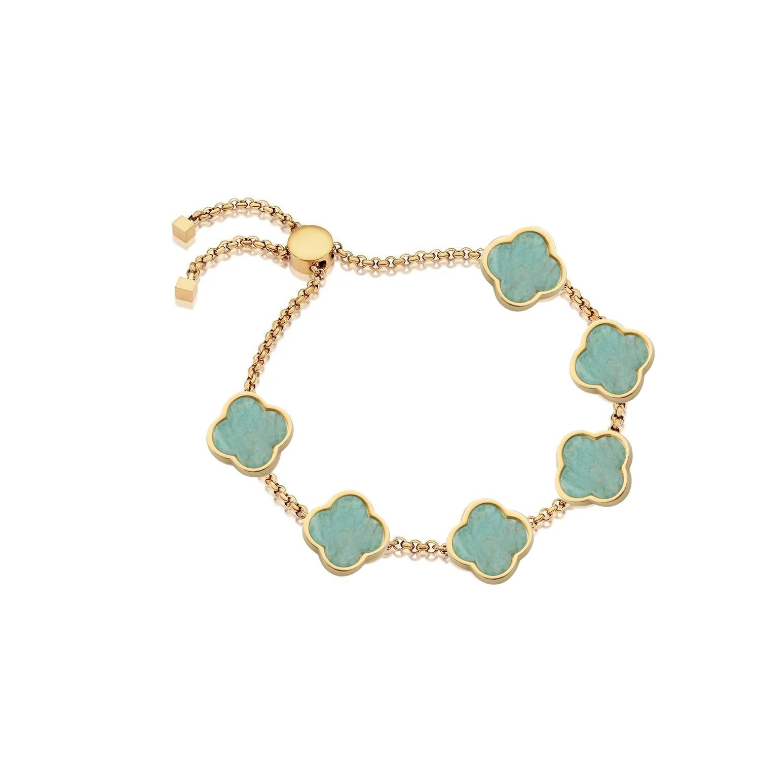 Amazonite Clover Custom Name Bracelet (Gold) - Image 12
