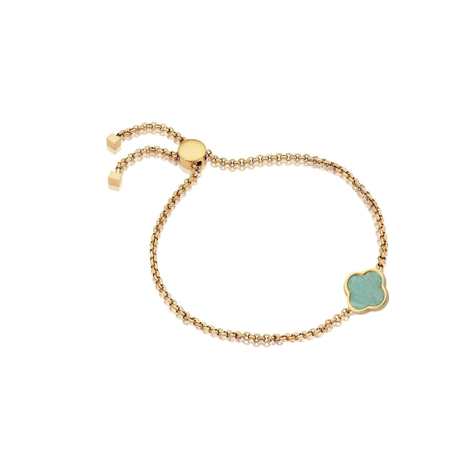 Amazonite Clover Custom Name Bracelet (Gold) - Image 7