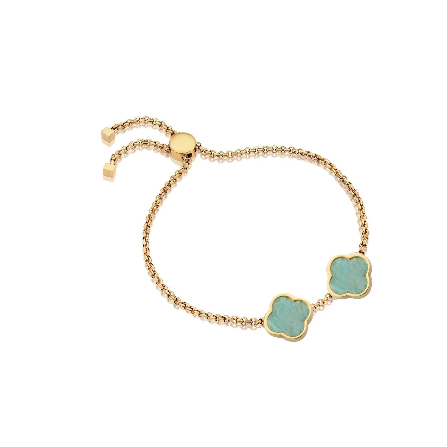 Amazonite Clover Custom Name Bracelet (Gold) - Image 8