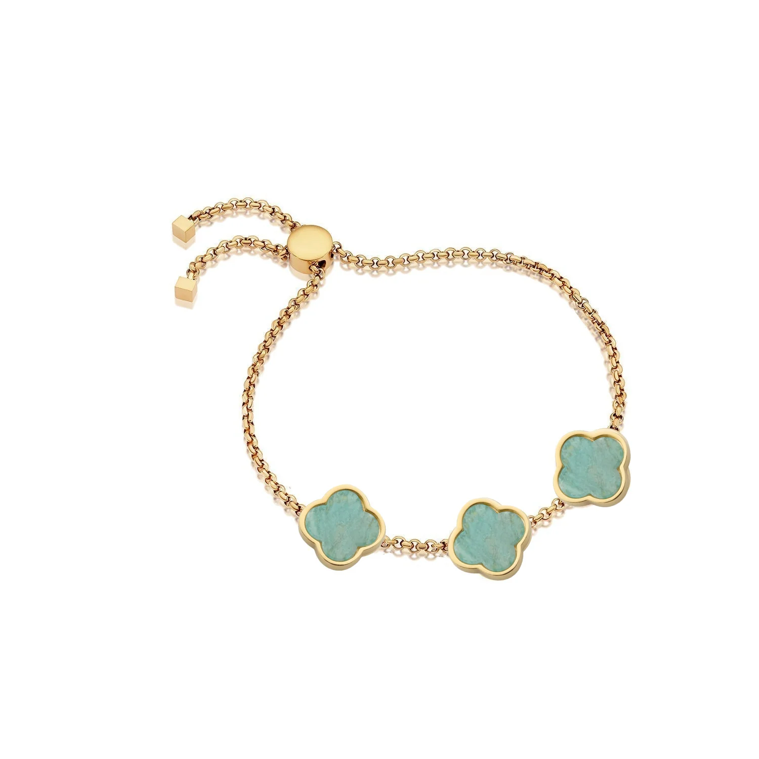 Amazonite Clover Custom Name Bracelet (Gold) - Image 9