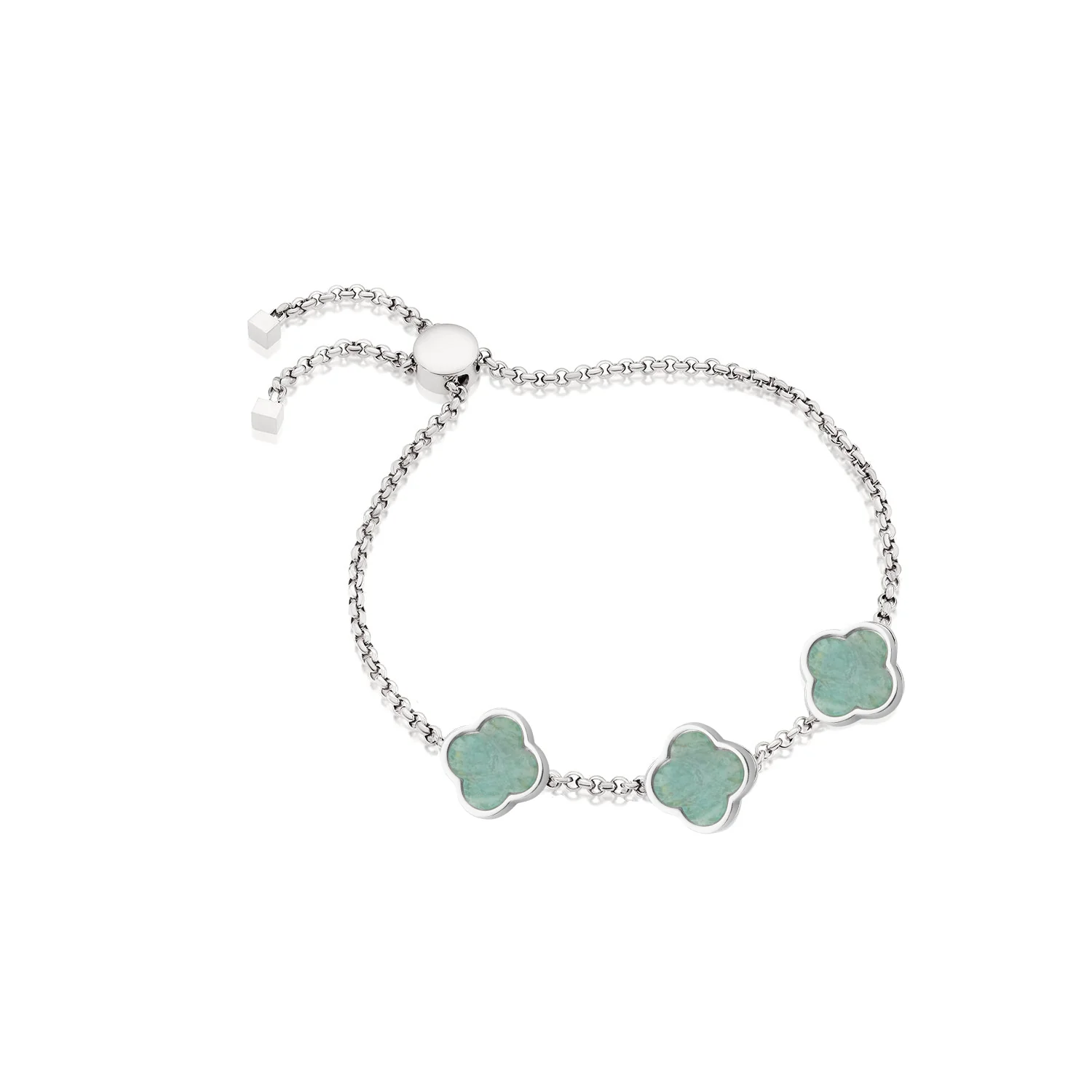 Amazonite Clover Custom Name Bracelet (Silver) - Image 10
