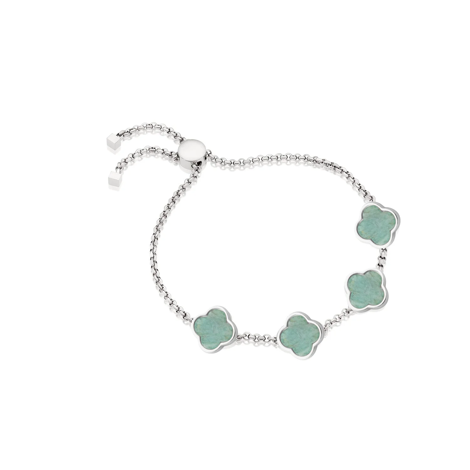 Amazonite Clover Custom Name Bracelet (Silver) - Image 12
