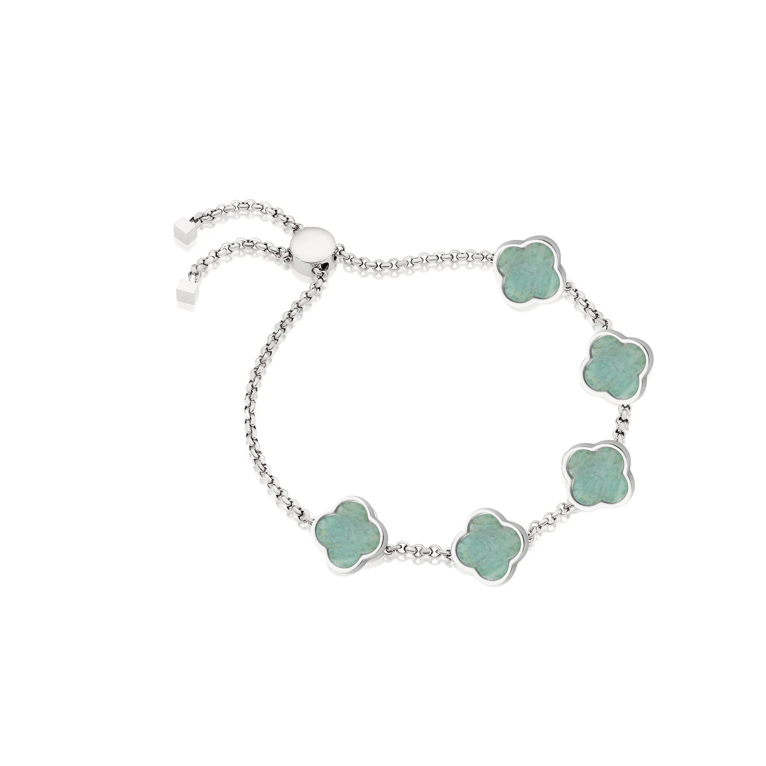 Amazonite Clover Custom Name Bracelet (Silver) - Image 13