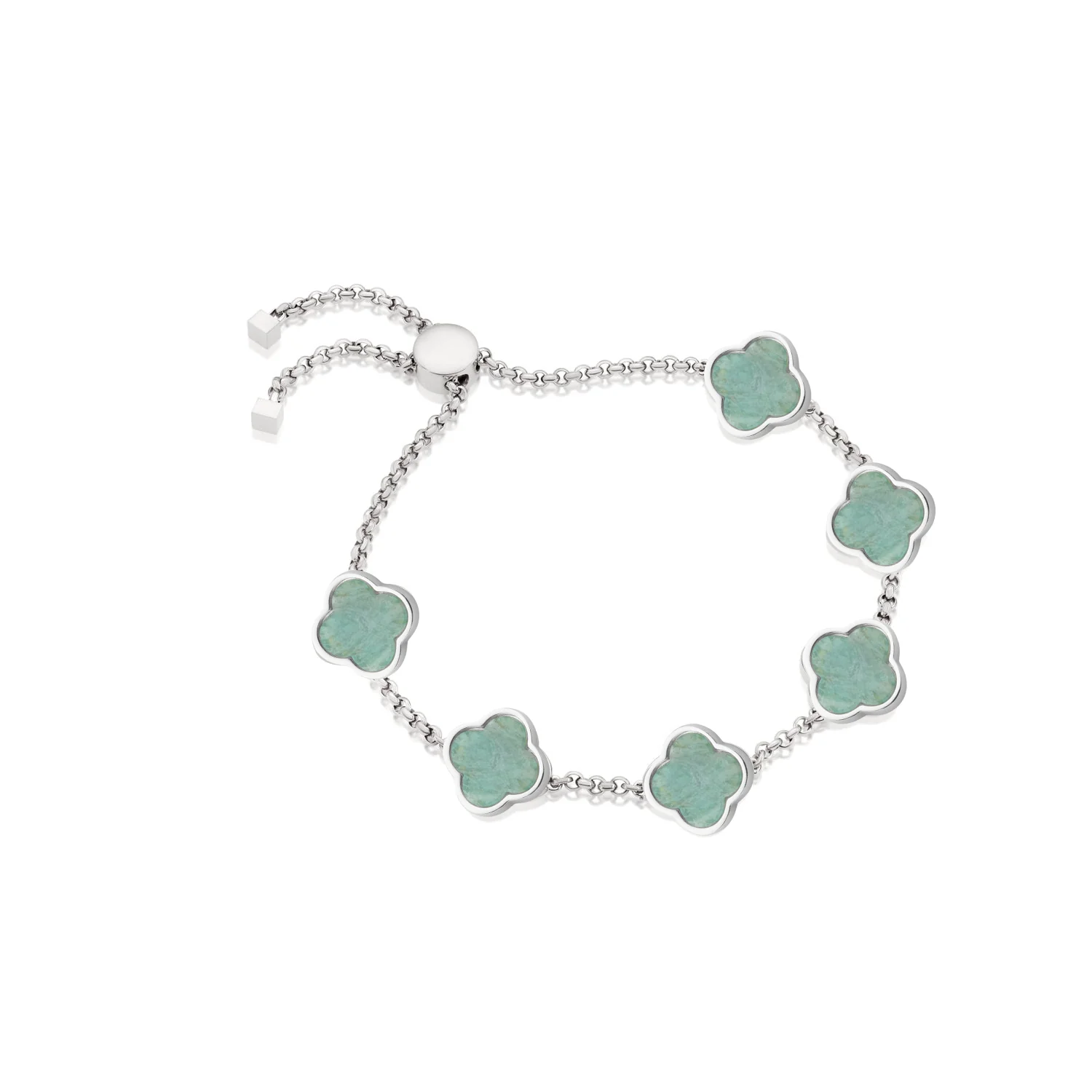 Amazonite Clover Custom Name Bracelet (Silver) - Image 14