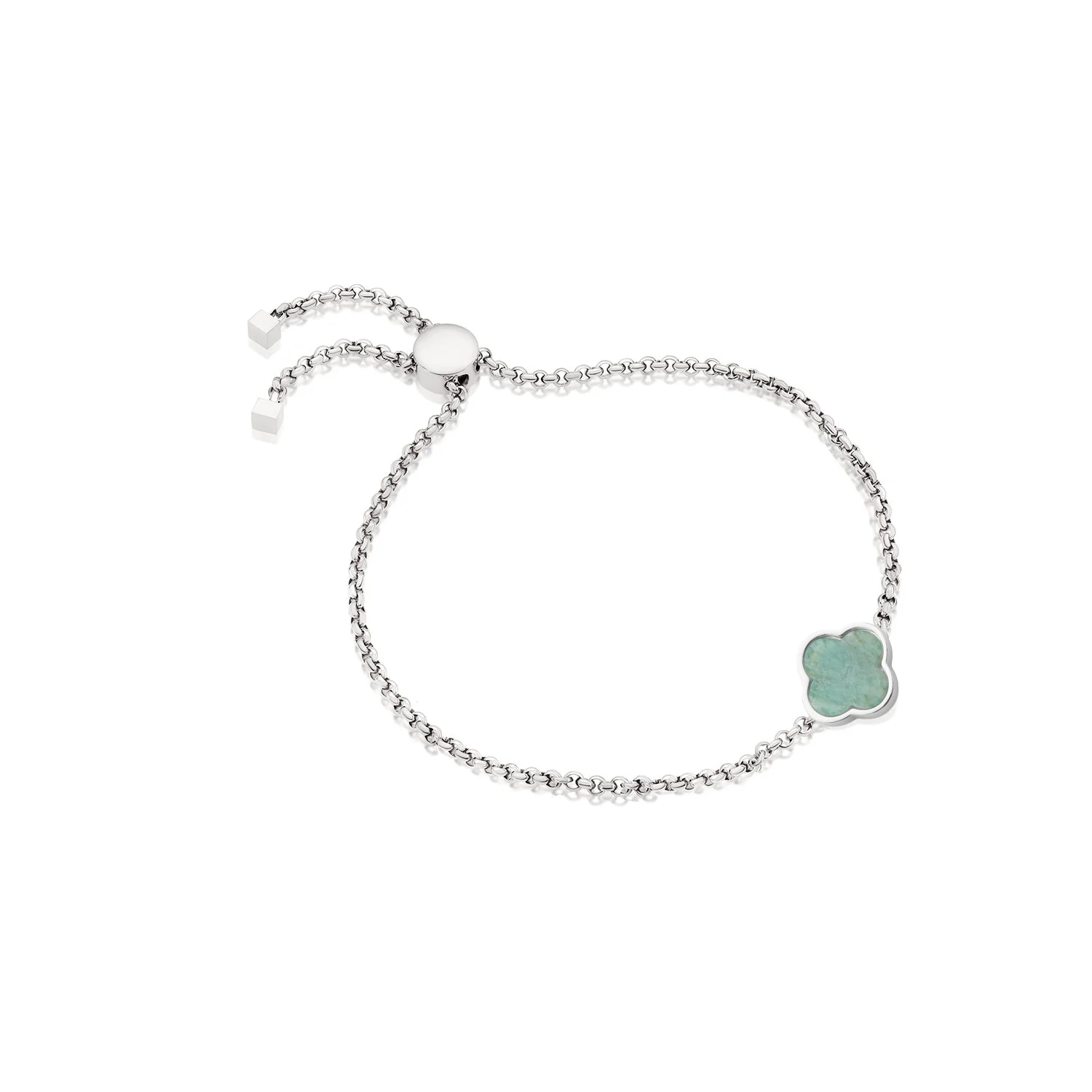 Amazonite Clover Custom Name Bracelet (Silver) - Image 8