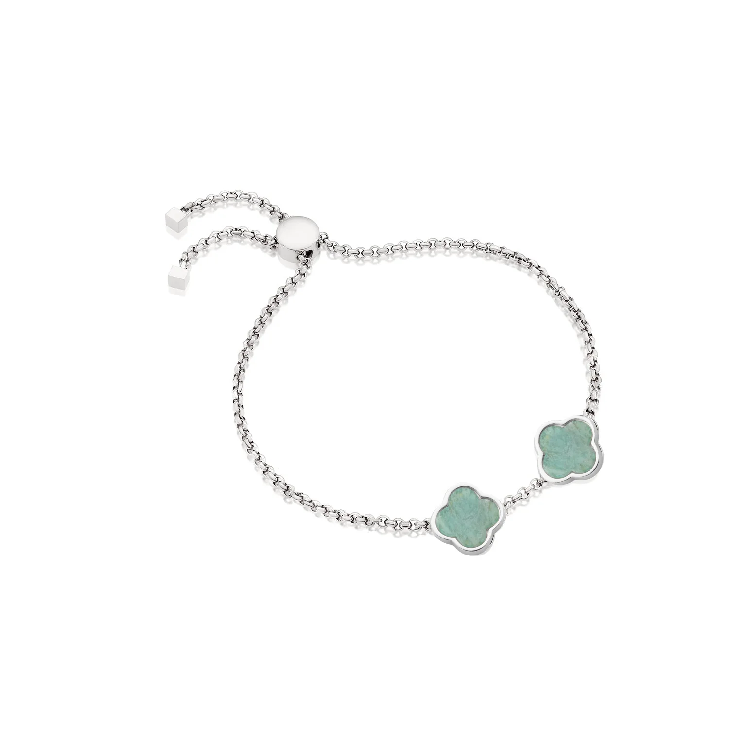 Amazonite Clover Custom Name Bracelet (Silver) - Image 9