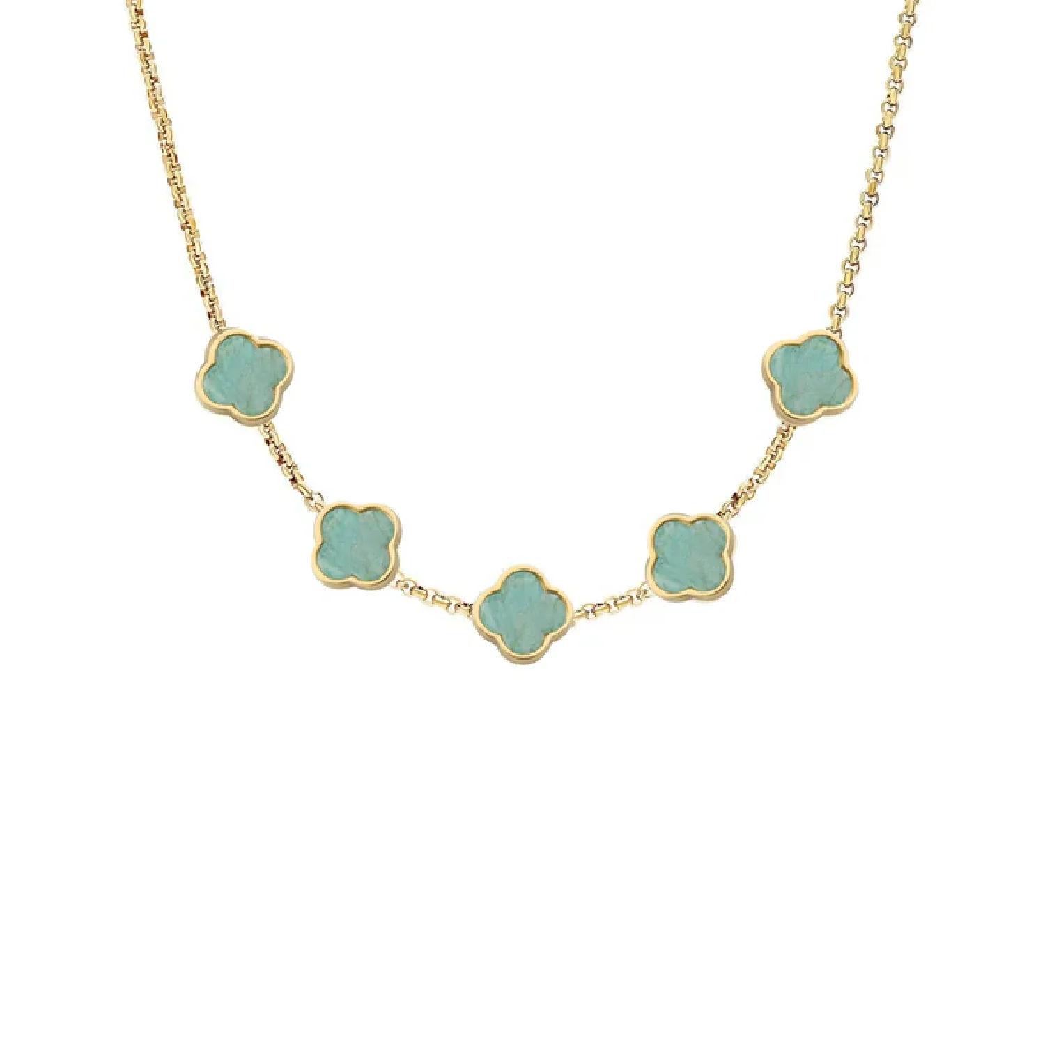 Amazonite Clover Custom Name Necklace (Gold) - Image 10