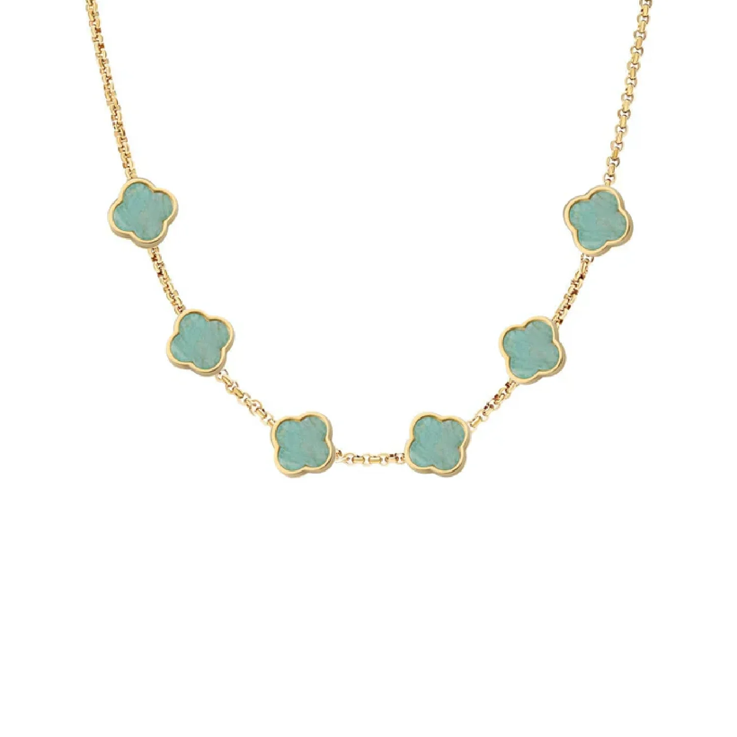 Amazonite Clover Custom Name Necklace (Gold) - Image 11