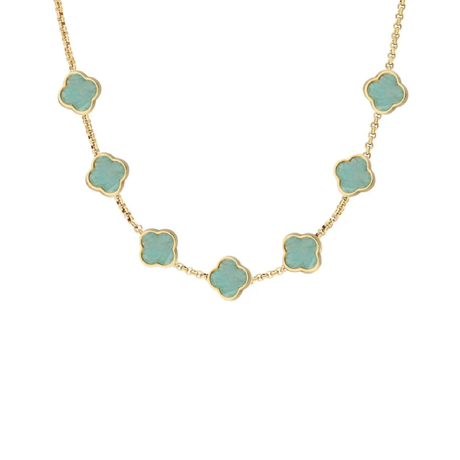 Amazonite Clover Custom Name Necklace (Gold) - Image 12