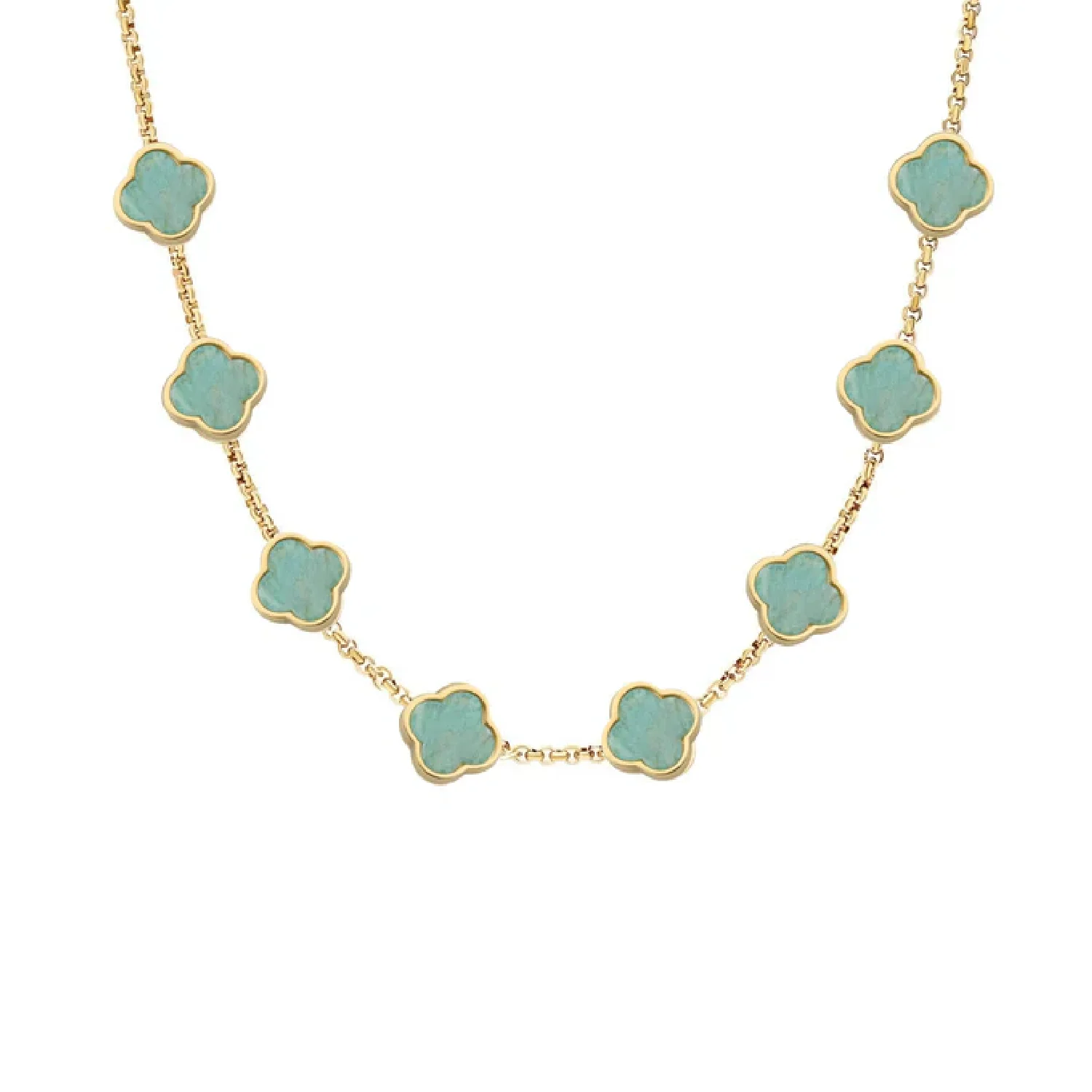 Amazonite Clover Custom Name Necklace (Gold) - Image 13