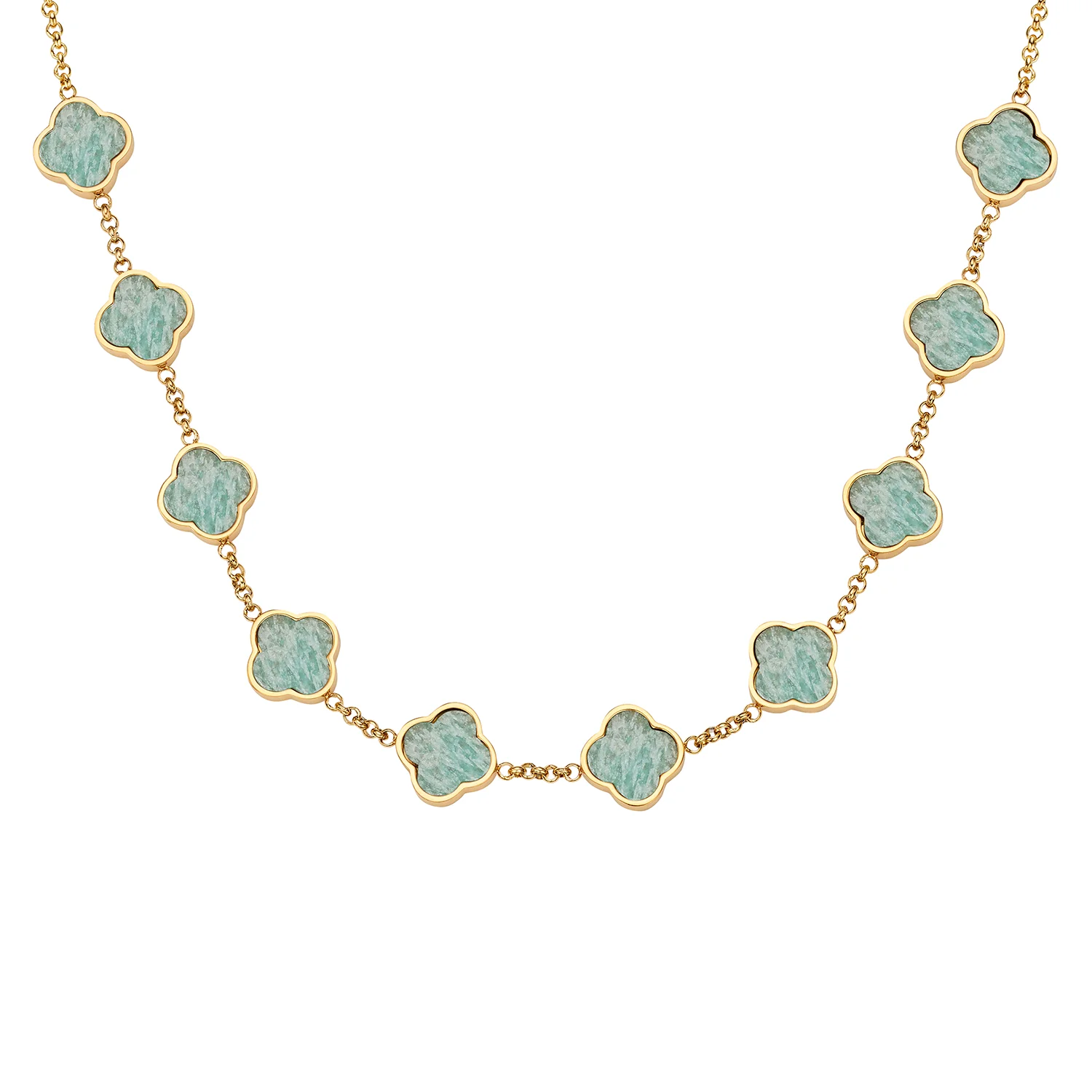 Amazonite Clover Custom Name Necklace (Gold) - Image 14