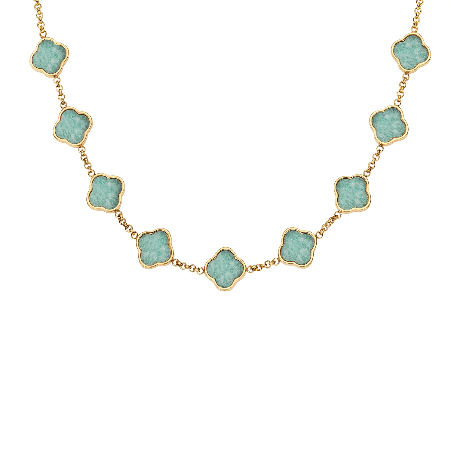 Amazonite Clover Custom Name Necklace (Gold) - Image 16