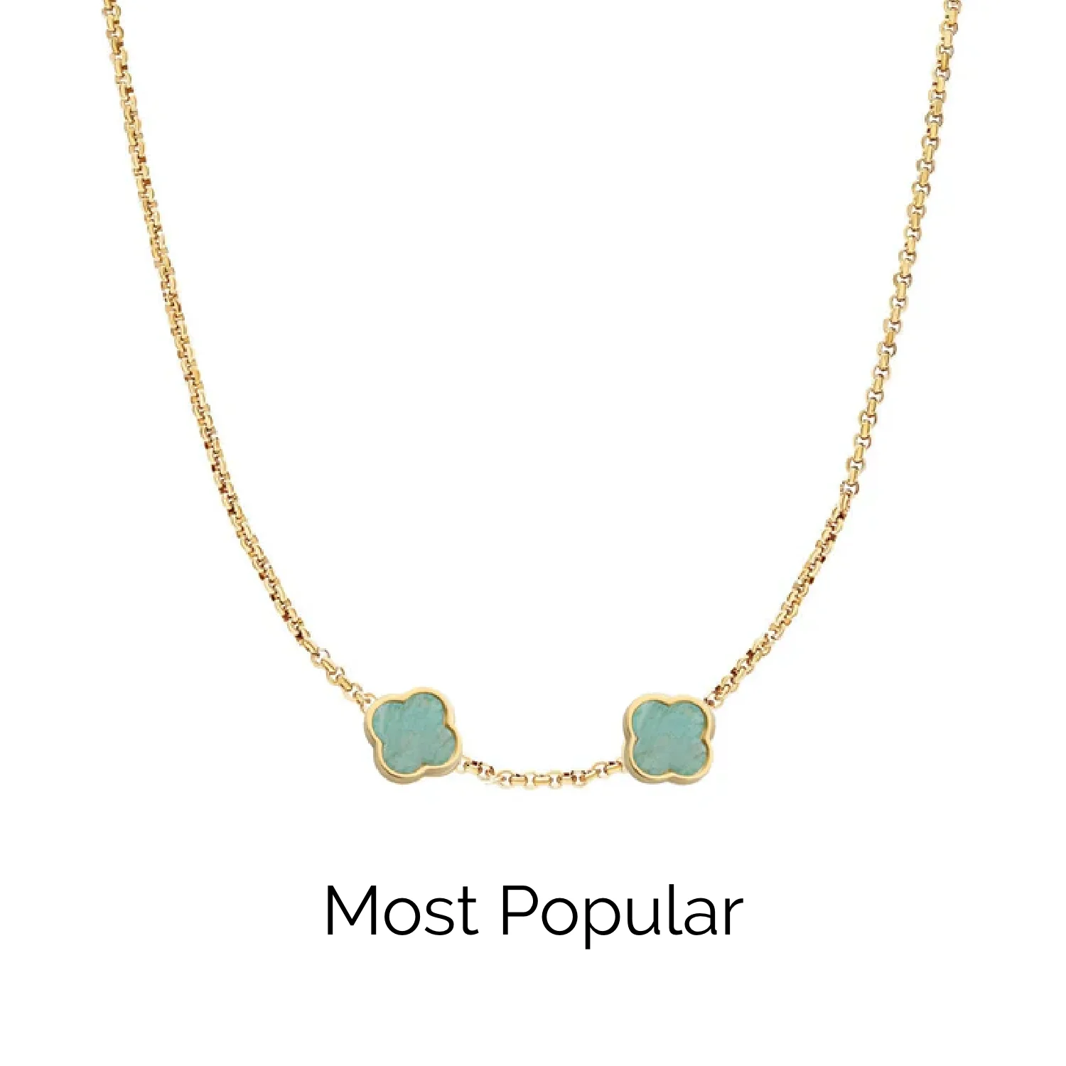 Amazonite Clover Custom Name Necklace (Gold) - Image 17