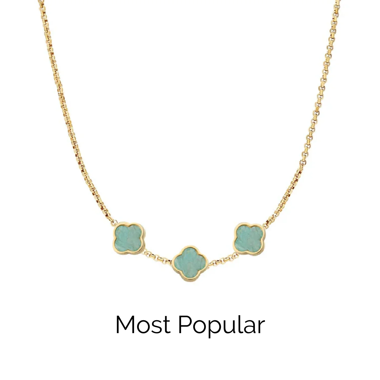 Amazonite Clover Custom Name Necklace (Gold) - Image 18