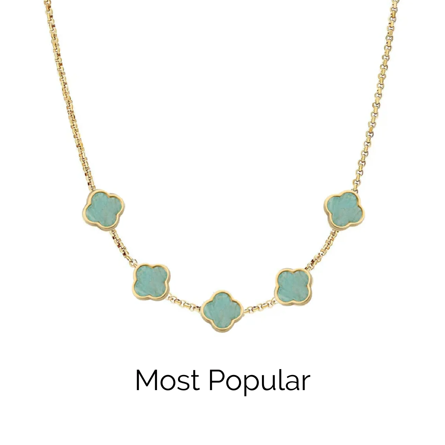 Amazonite Clover Custom Name Necklace (Gold) - Image 20
