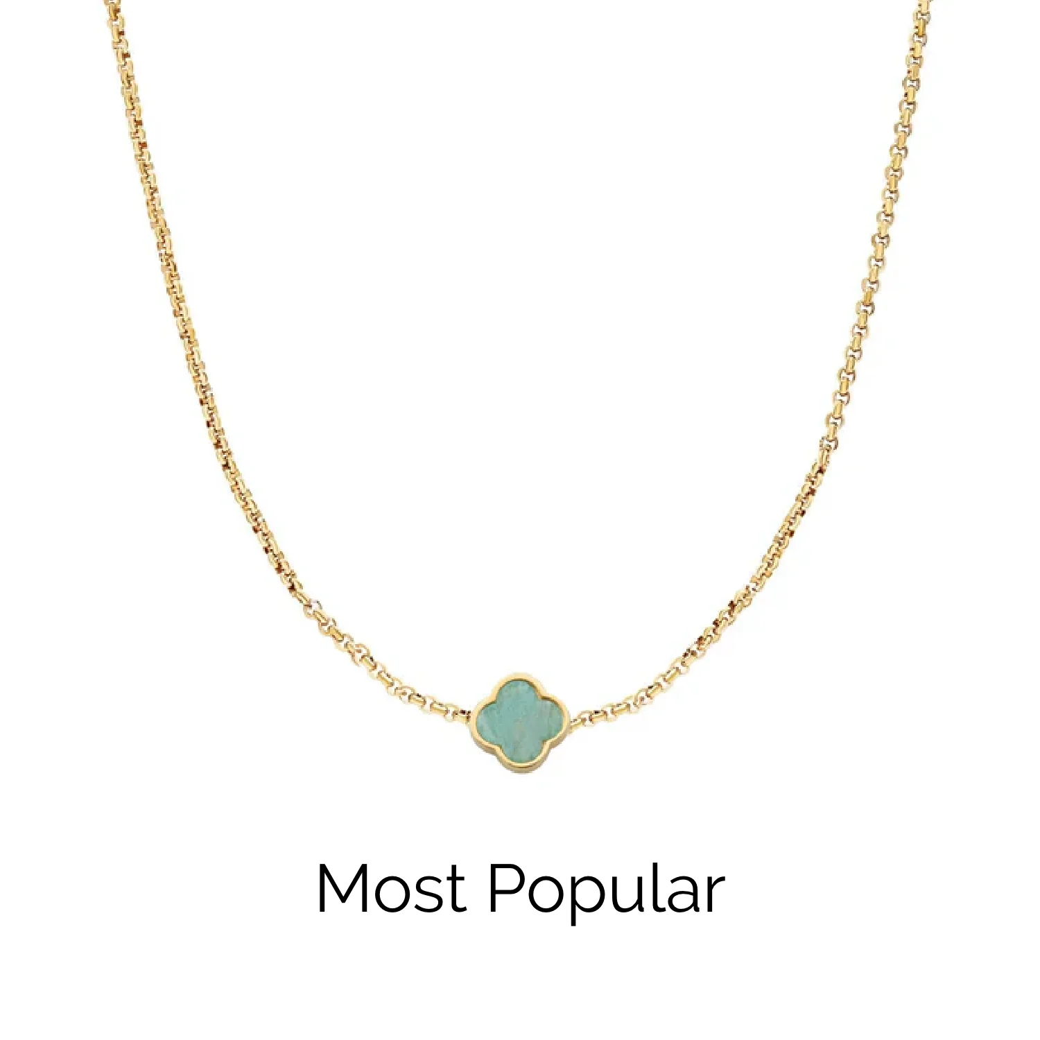Amazonite Clover Custom Name Necklace (Gold) - Image 23
