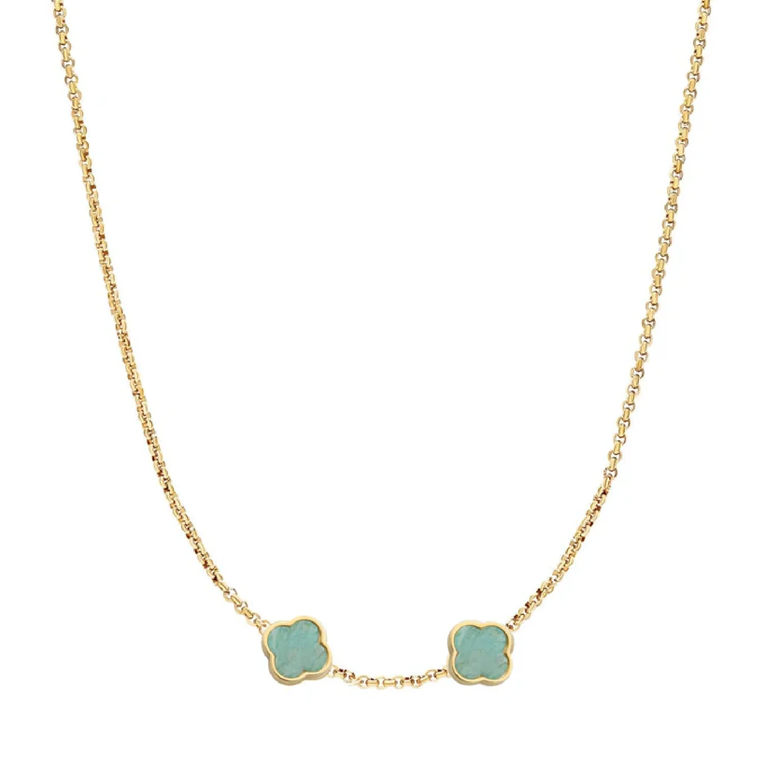Amazonite Clover Custom Name Necklace (Gold) - Image 27