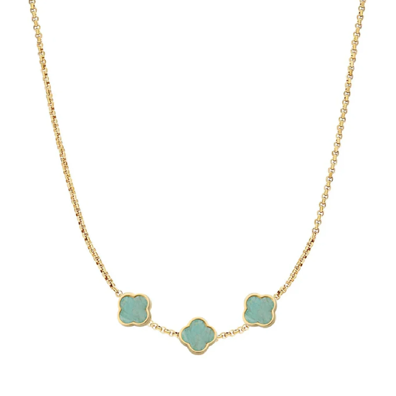 Amazonite Clover Custom Name Necklace (Gold) - Image 28