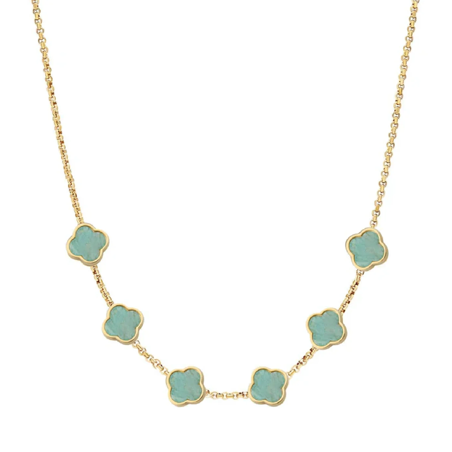 Amazonite Clover Custom Name Necklace (Gold) - Image 31