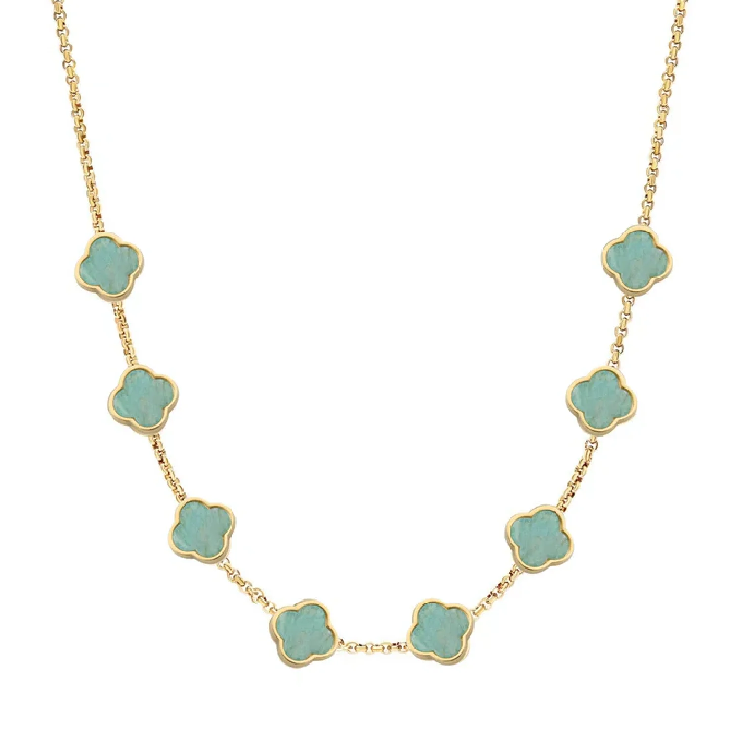 Amazonite Clover Custom Name Necklace (Gold) - Image 33