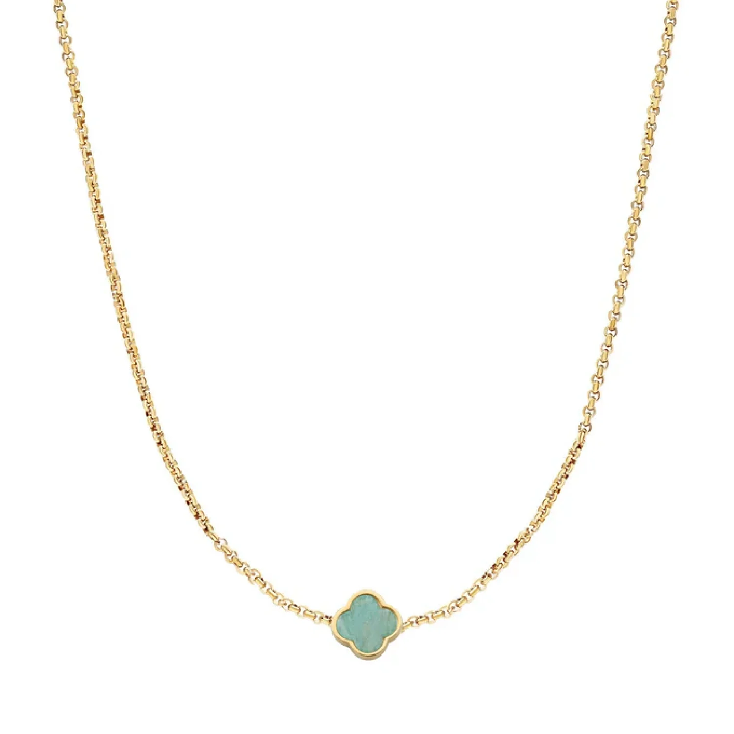 Amazonite Clover Custom Name Necklace (Gold) - Image 36