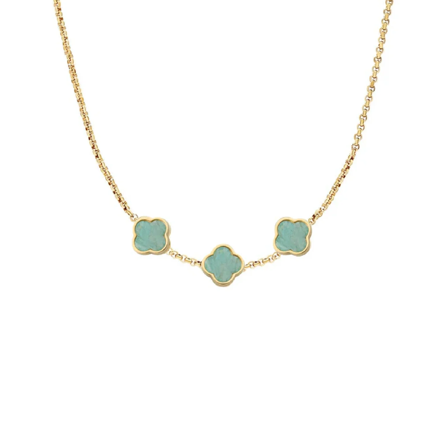Amazonite Clover Custom Name Necklace (Gold) - Image 8