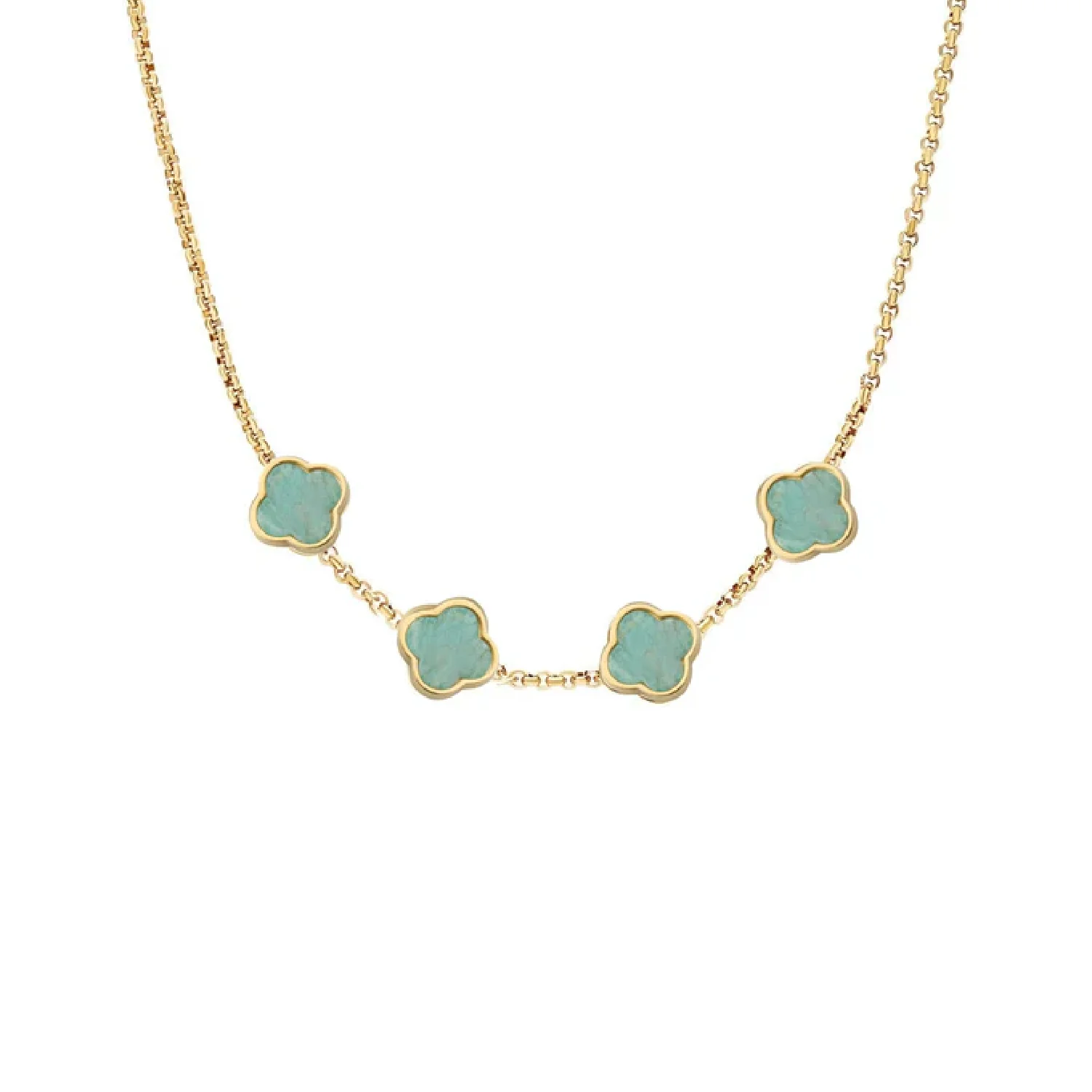 Amazonite Clover Custom Name Necklace (Gold) - Image 9