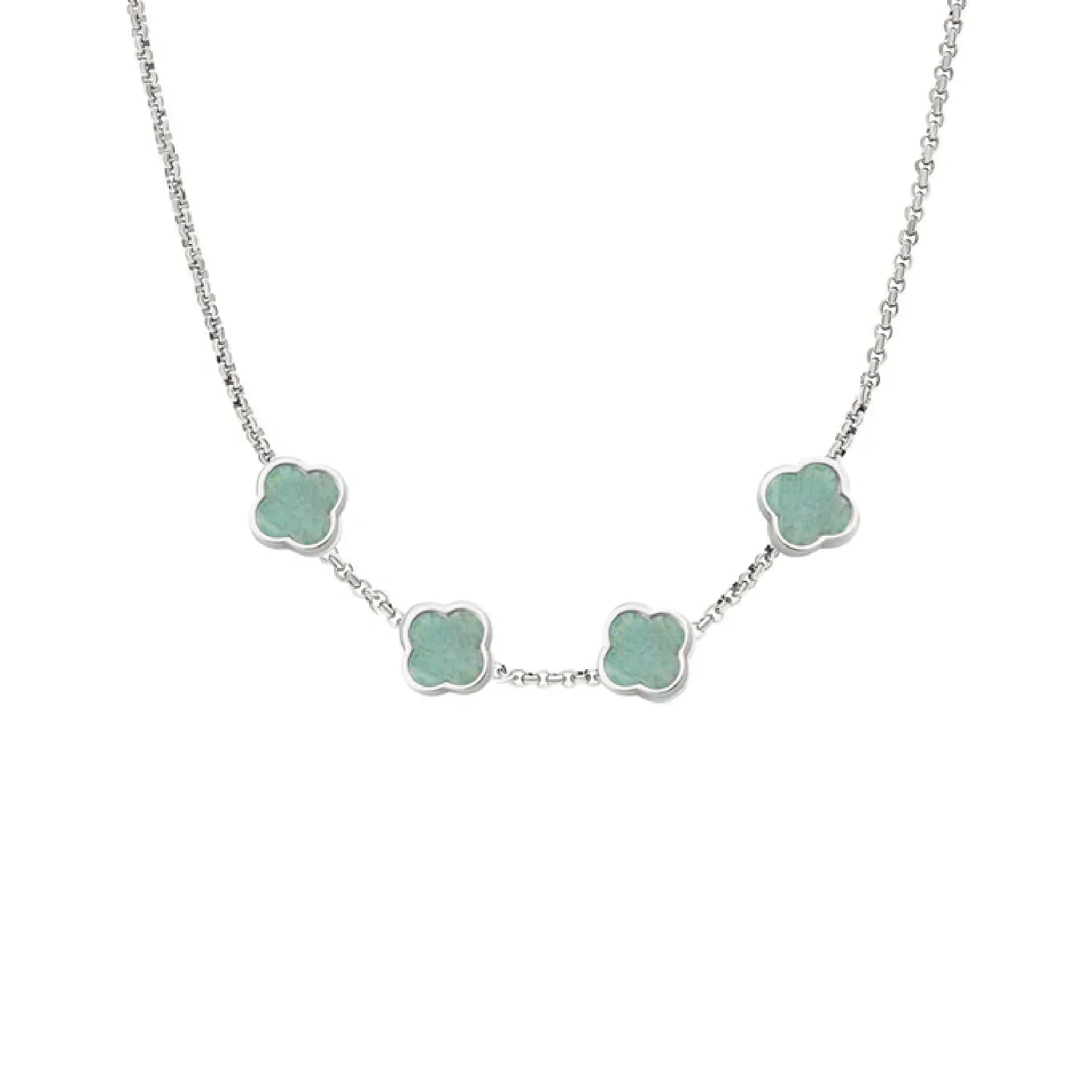 Amazonite Clover Custom Name Necklace (Silver) - Image 10