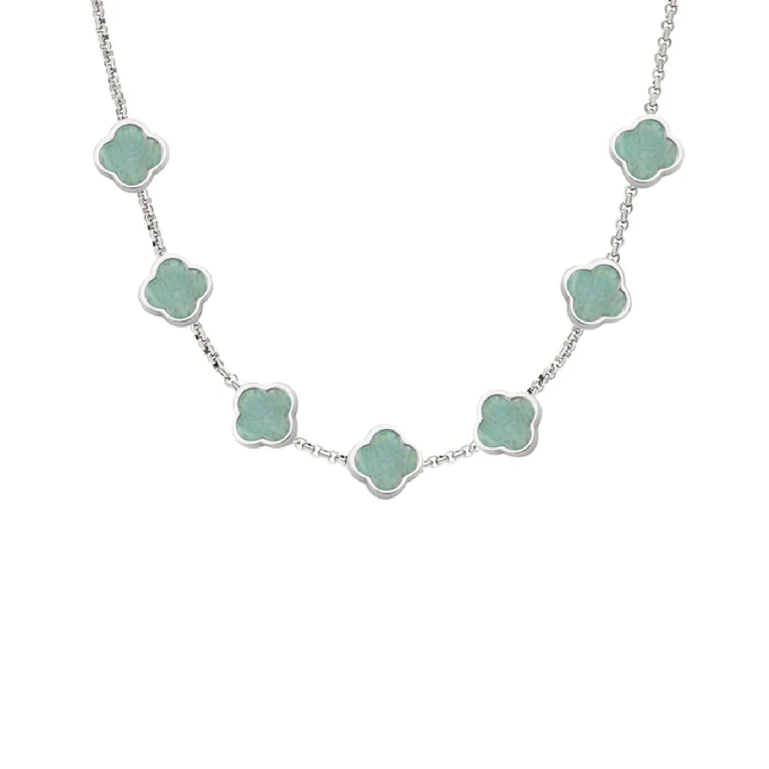 Amazonite Clover Custom Name Necklace (Silver) - Image 13