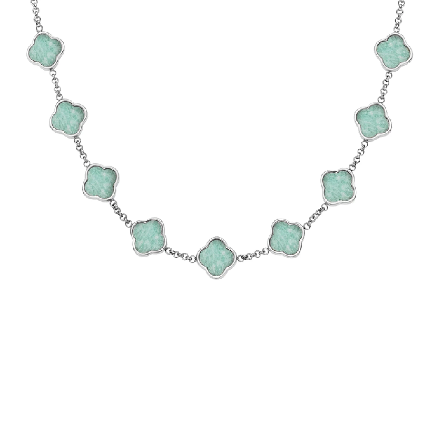 Amazonite Clover Custom Name Necklace (Silver) - Image 15
