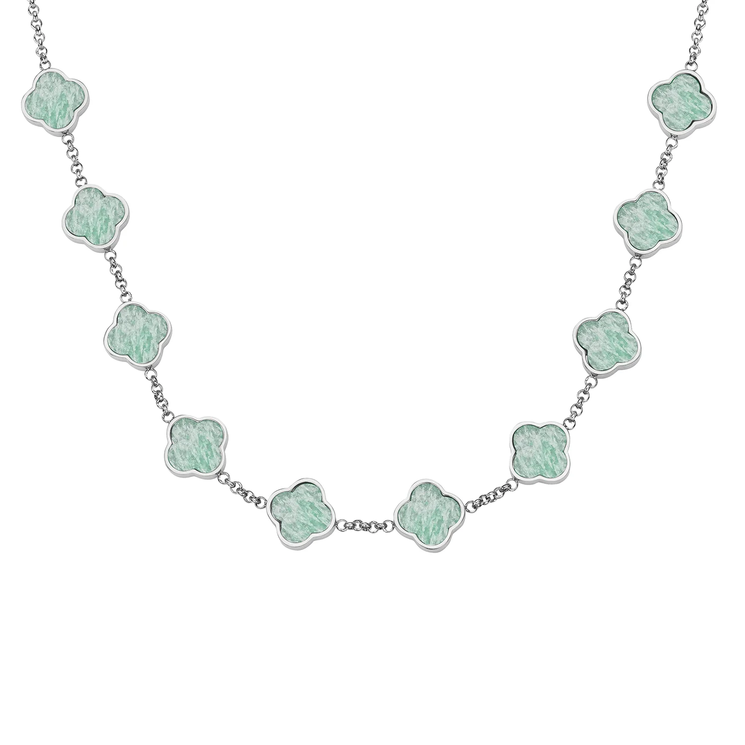Amazonite Clover Custom Name Necklace (Silver) - Image 16