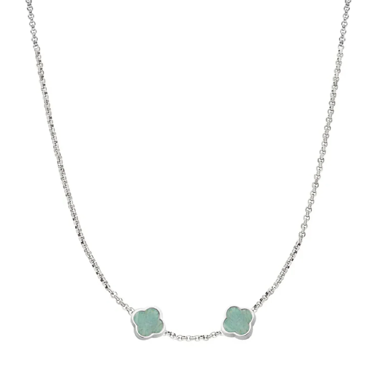 Amazonite Clover Custom Name Necklace (Silver) - Image 22
