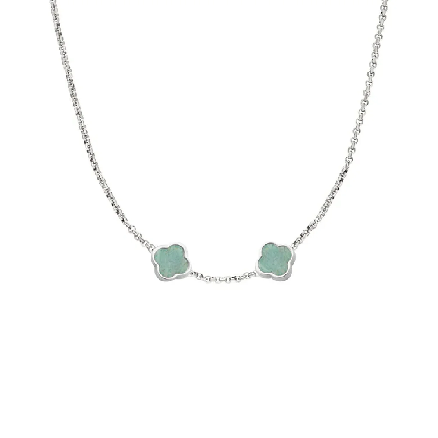 Amazonite Clover Custom Name Necklace (Silver) - Image 8