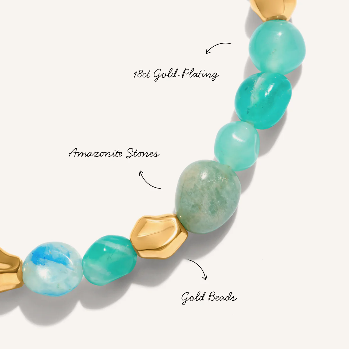 Amazonite & Gold Beaded Bracelet (Gold) - Image 3