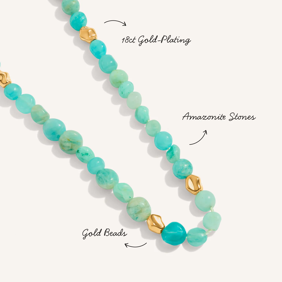 Amazonite & Gold Beaded Necklace (Gold) - Image 3
