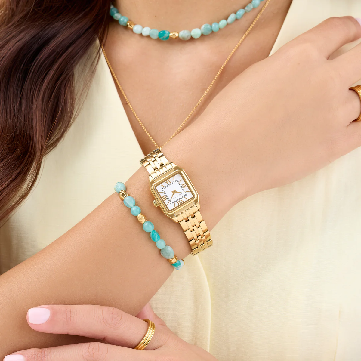 Amazonite & Gold Beaded Set (Gold) - Image 2