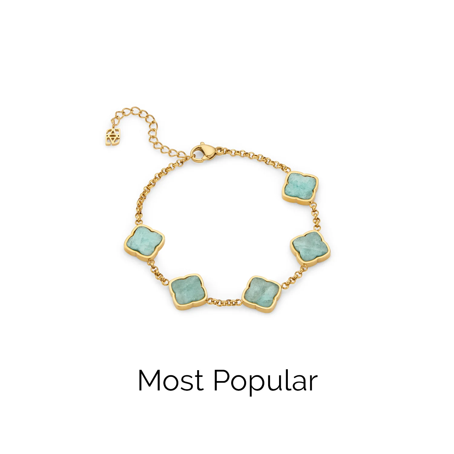 Amazonite Multi Clover Bracelet (Gold) - Image 4