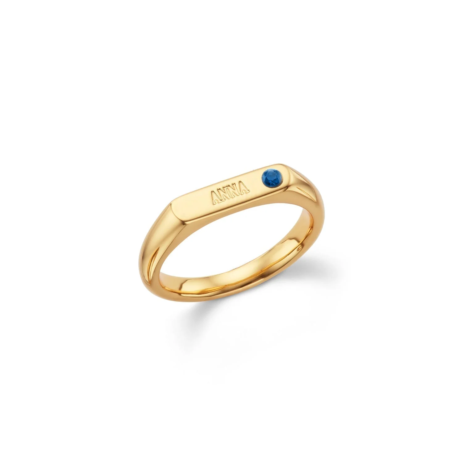 Birthstone Signet Custom Name Ring (Gold) - Image 5