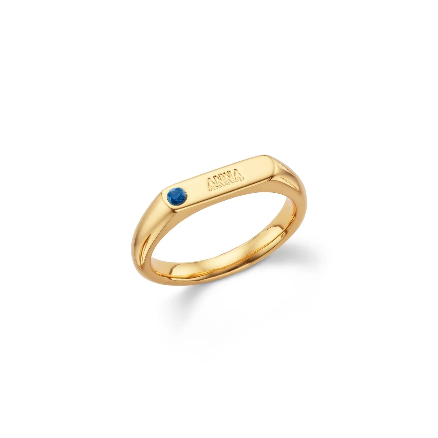 Birthstone Signet Custom Name Ring (Gold) - Image 6