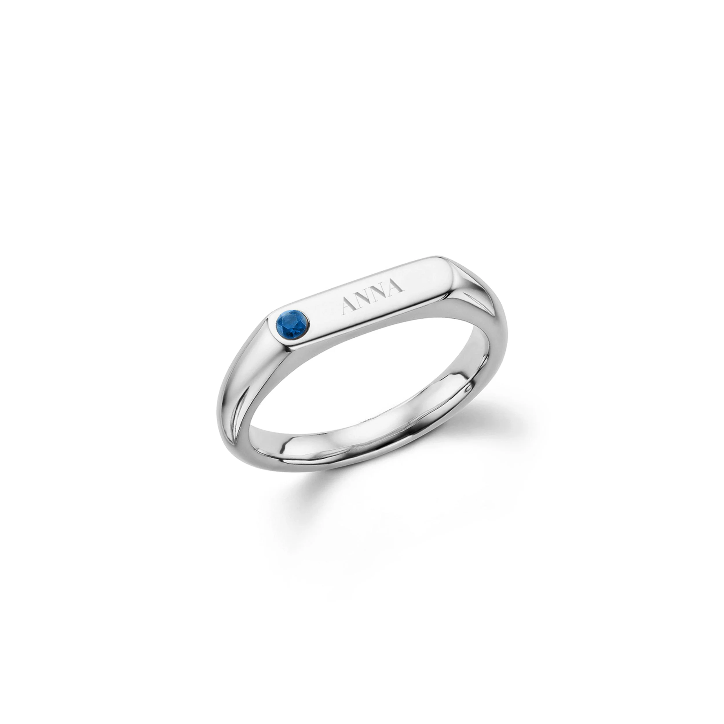 Birthstone Signet Custom Name Ring (Silver) - Image 7
