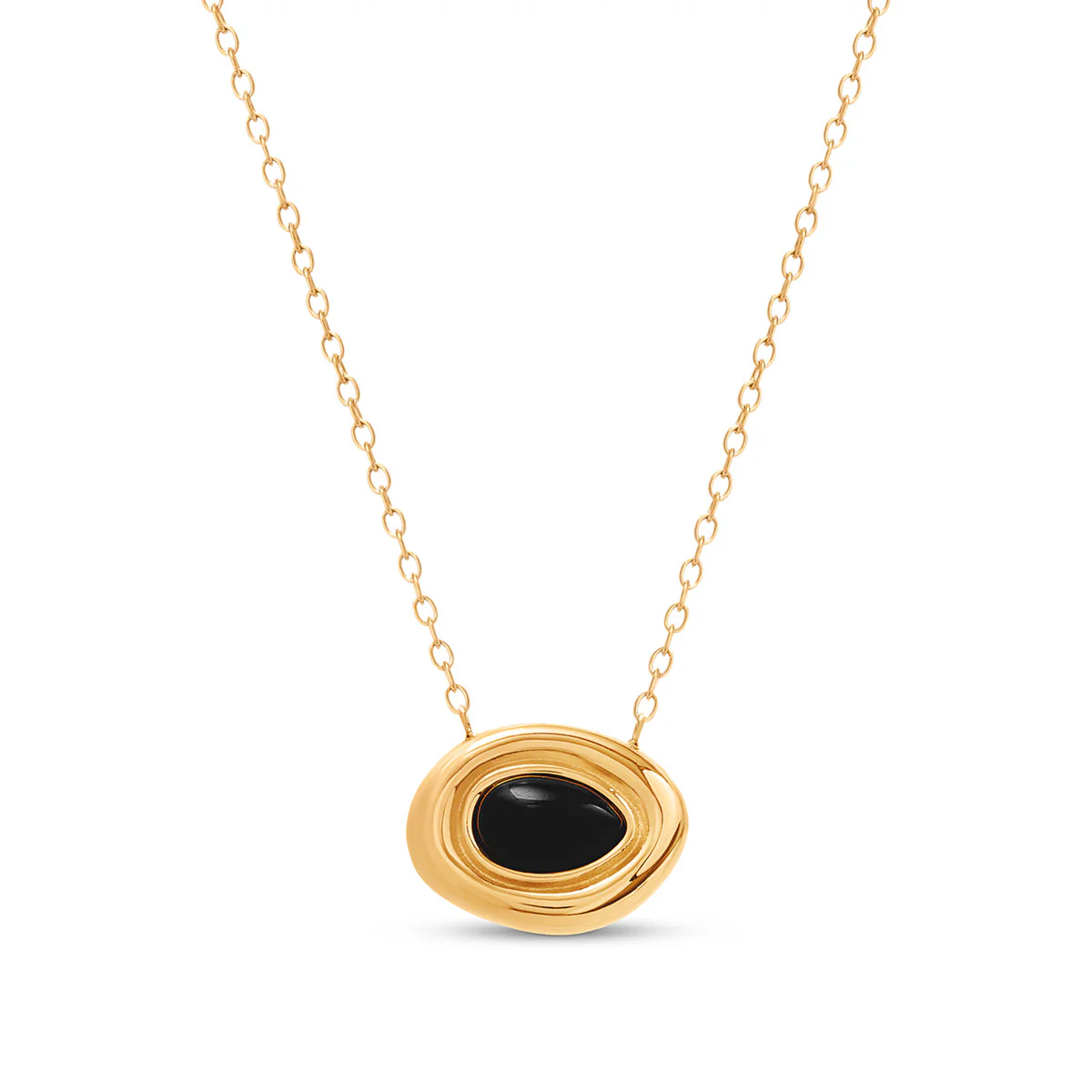 Black Onyx Molten Necklace (Gold)