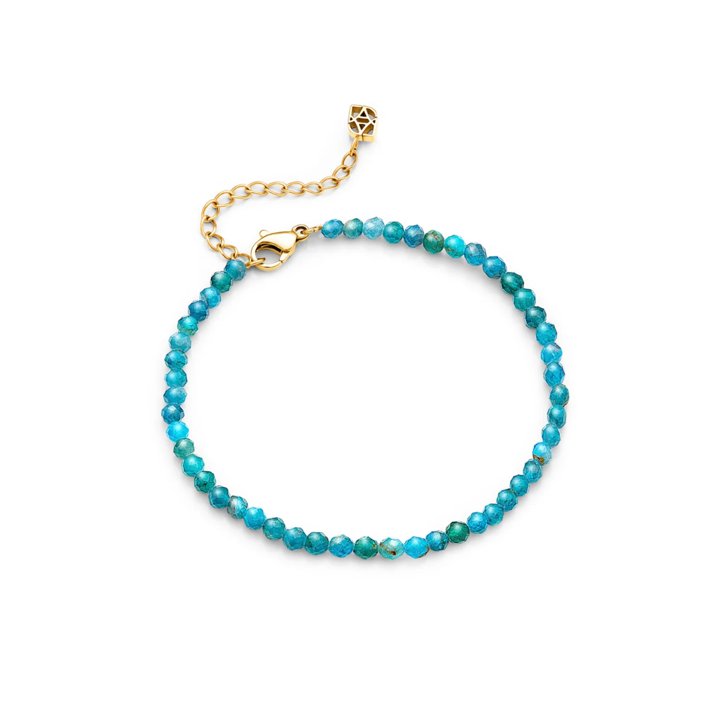 Layering Blue Apatite Beaded Bracelet (Gold) - Image 2