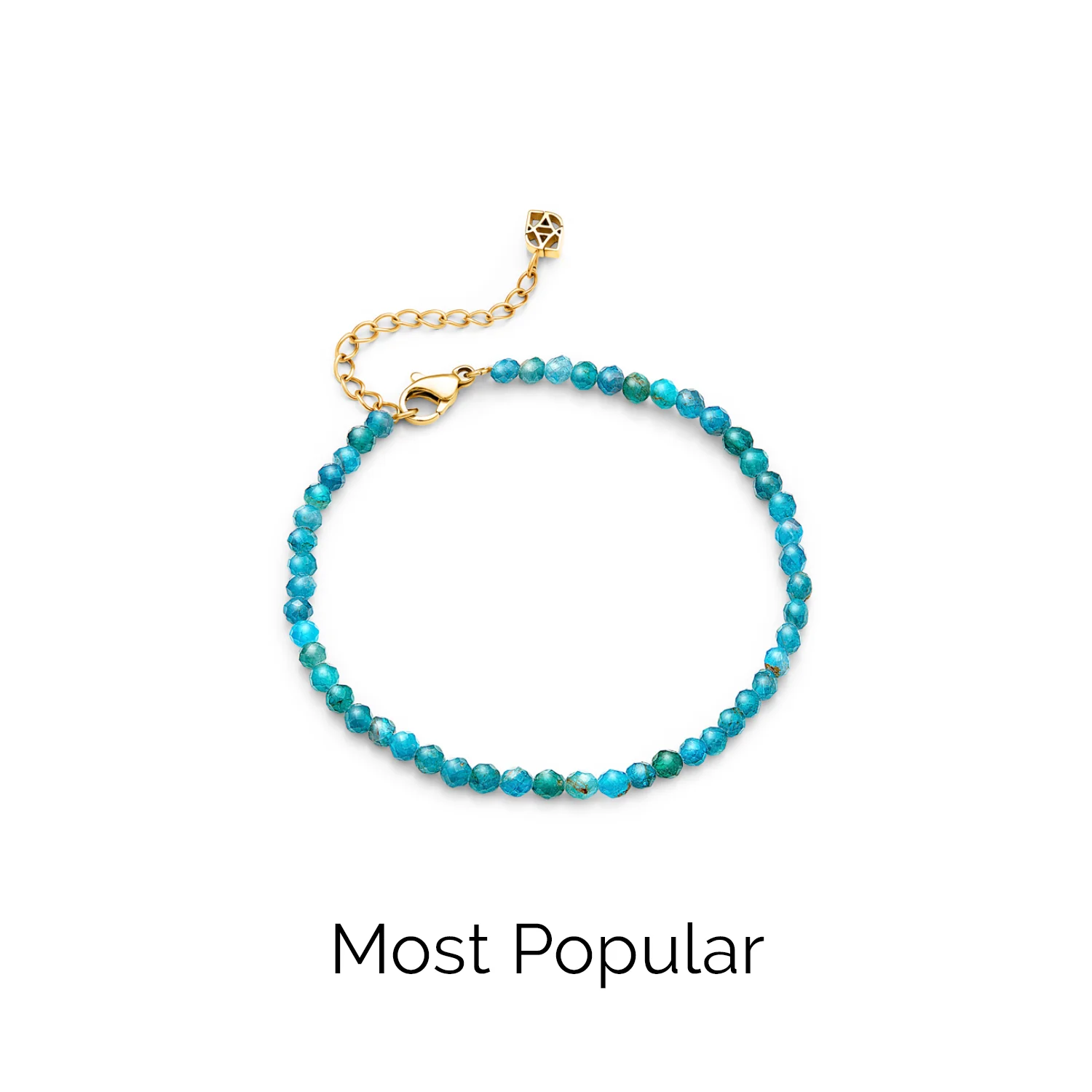 Layering Blue Apatite Beaded Bracelet (Gold) - Image 3