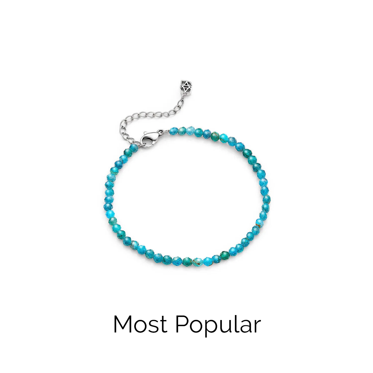 Layering Blue Apatite Beaded Bracelet (Silver) - Image 2