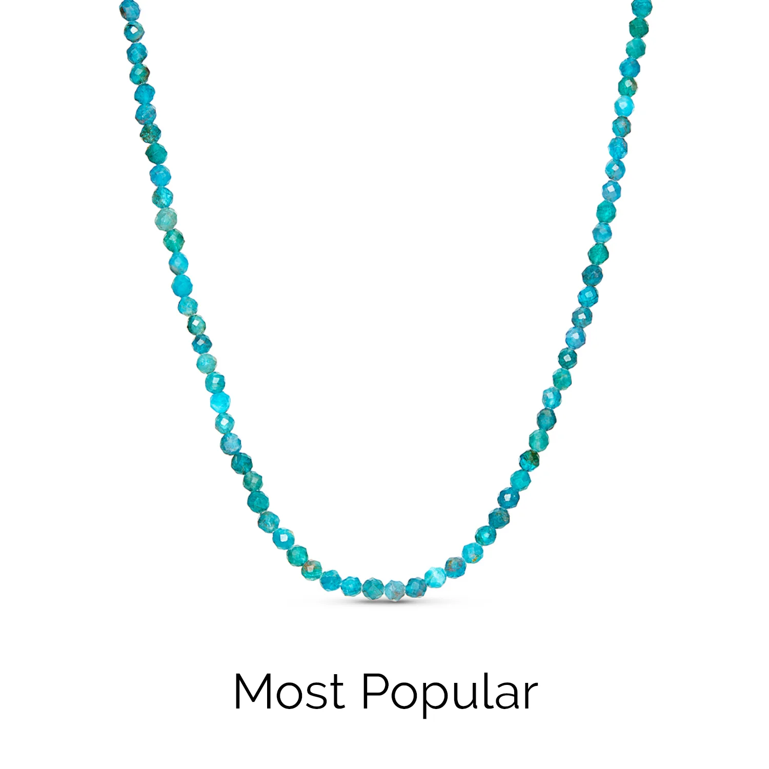 Layering Blue Apatite Beaded Necklace (Silver) - Image 3