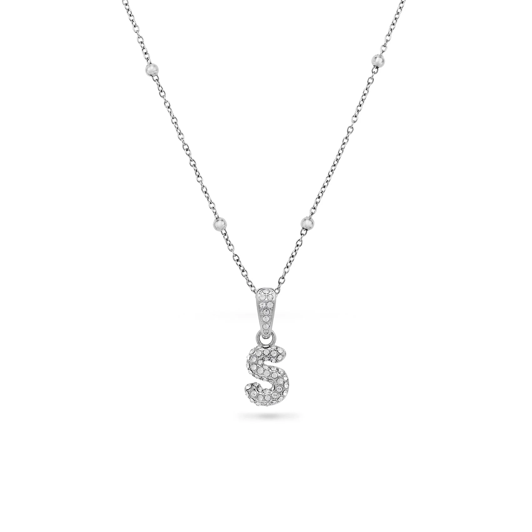 Bubble Initial Necklace - Silver