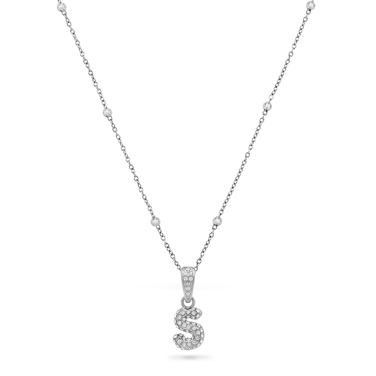 Bubble Initial Necklace - Silver - Image 4