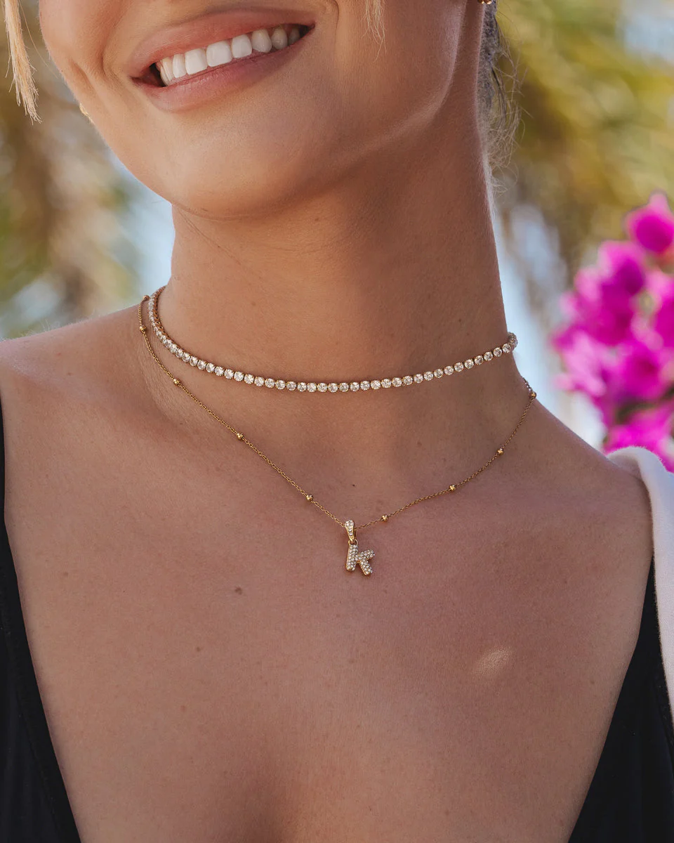 Bubble Initial Sphere Necklace - Gold - Image 5